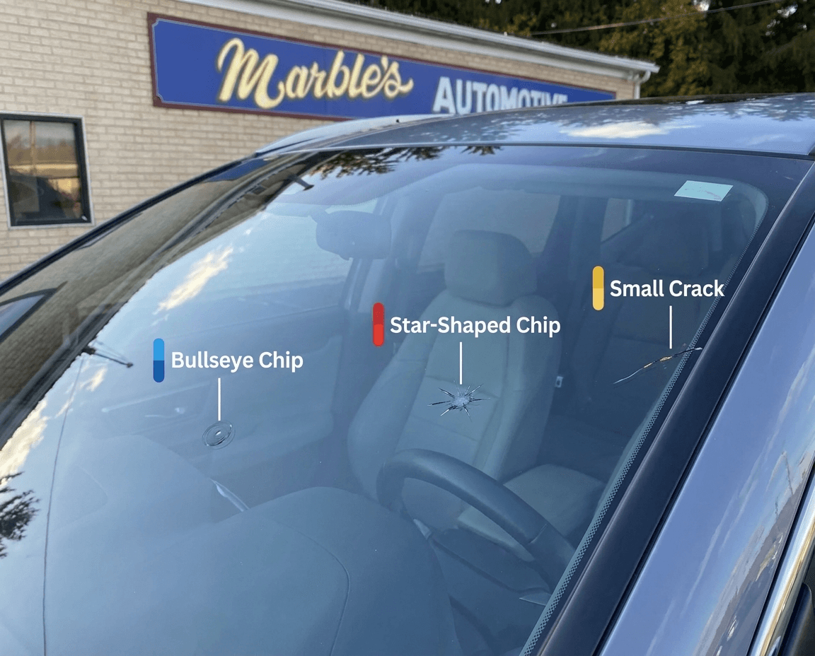 Windshield damage warning signs